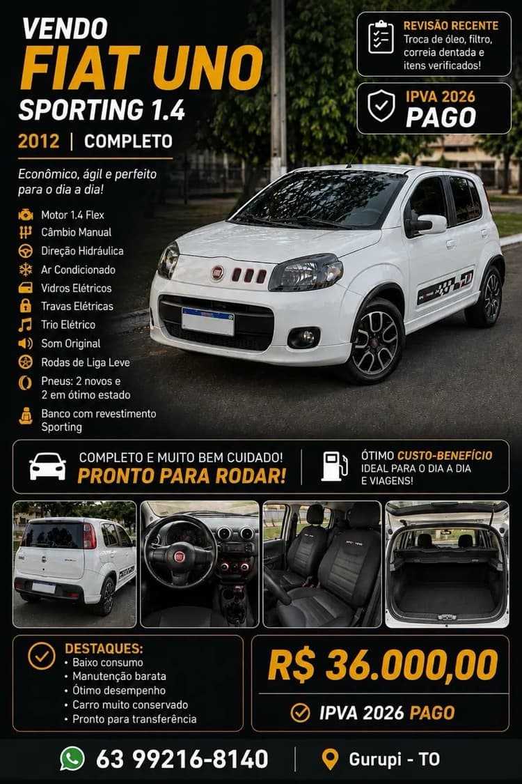 Fiat Uno Sporting 1.4 EVO Fire Flex 8V 4P 2012