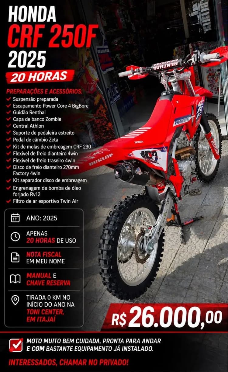 CRF 250F 2025 único dono