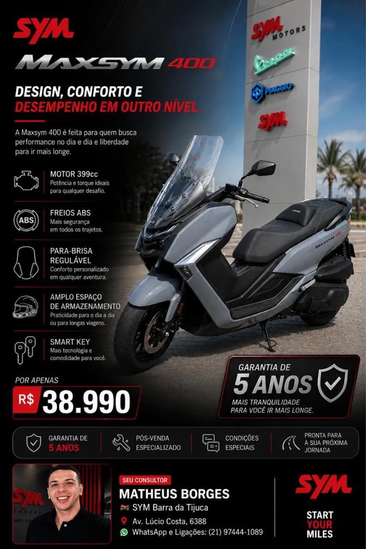 SCOOTER MAXSYM 400 GT - CONSULTOR MATHEUS - 2197444-1089