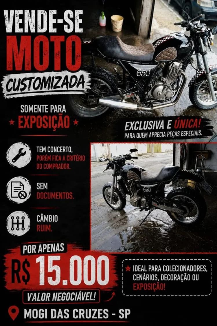DR 650 customizada para exposição 