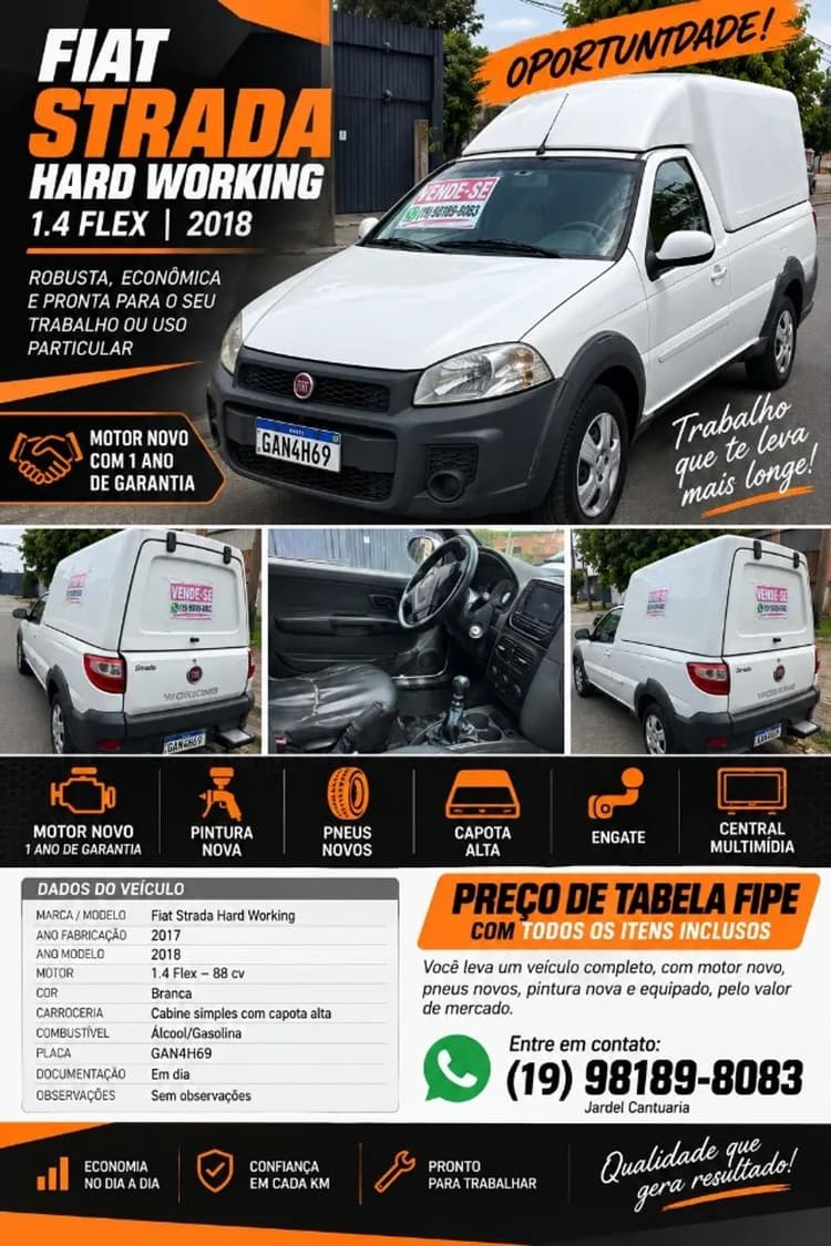 Fiat Strada Working Hard 1.4 Fire Flex 8V CS 2018