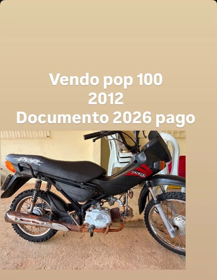 Vendo pop 100 ano 2012 emplacada