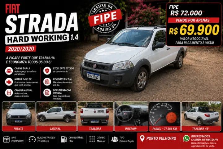 Fiat Strada Working Hard 1.4 Fire Flex 8V CD 2020