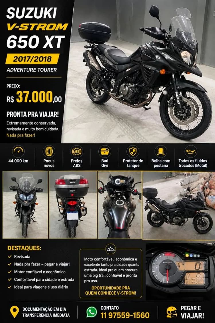V-stron 650 2017 , pegar e viajar 