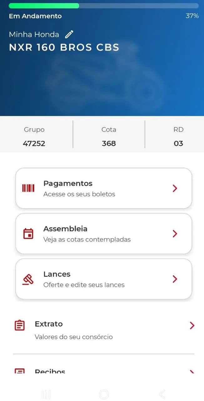 Consórcio em andamento 
