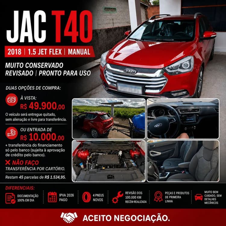 JAC T40 1.5 Jet Flex 16V 5P Mec. 2018