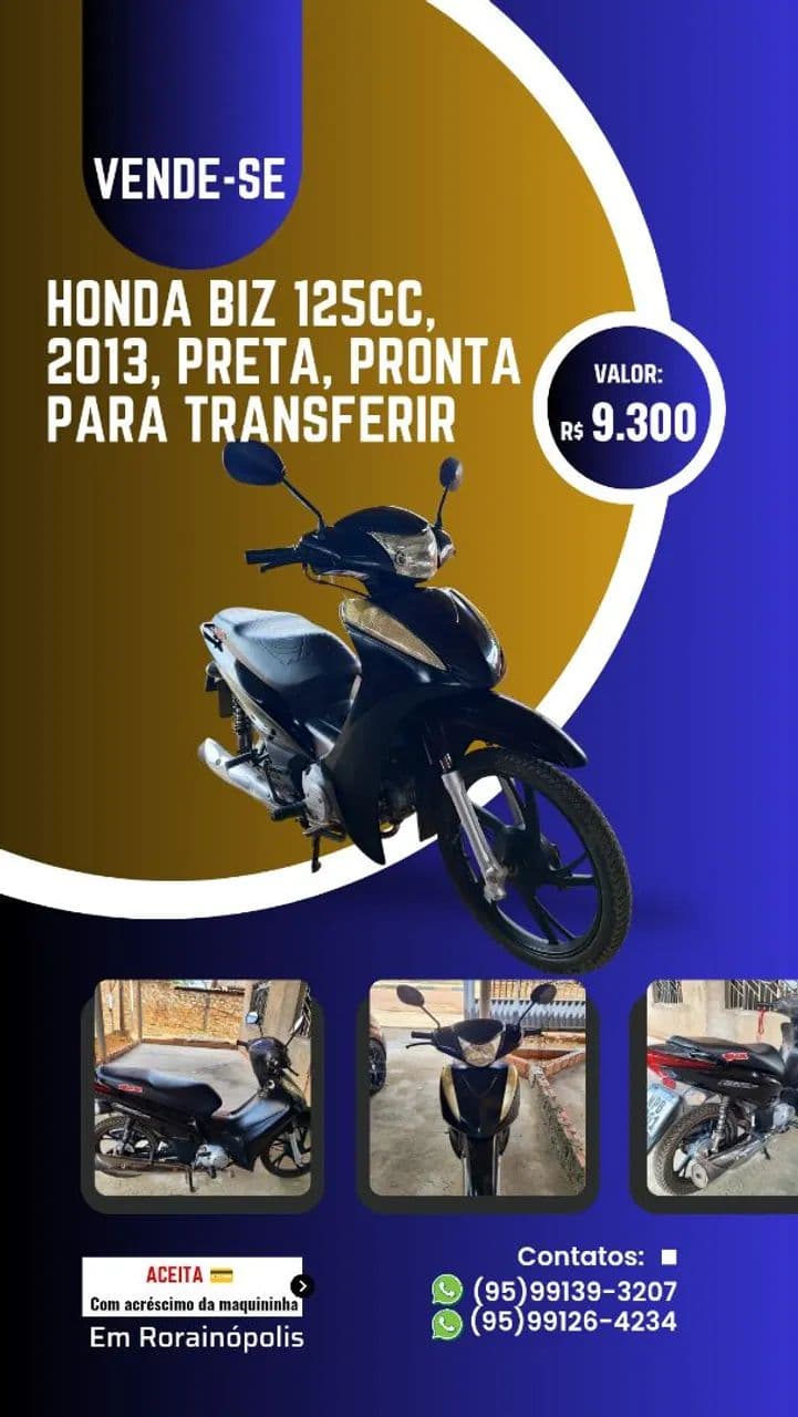 Biz, 2013, em dias, em Rorainópolis. 