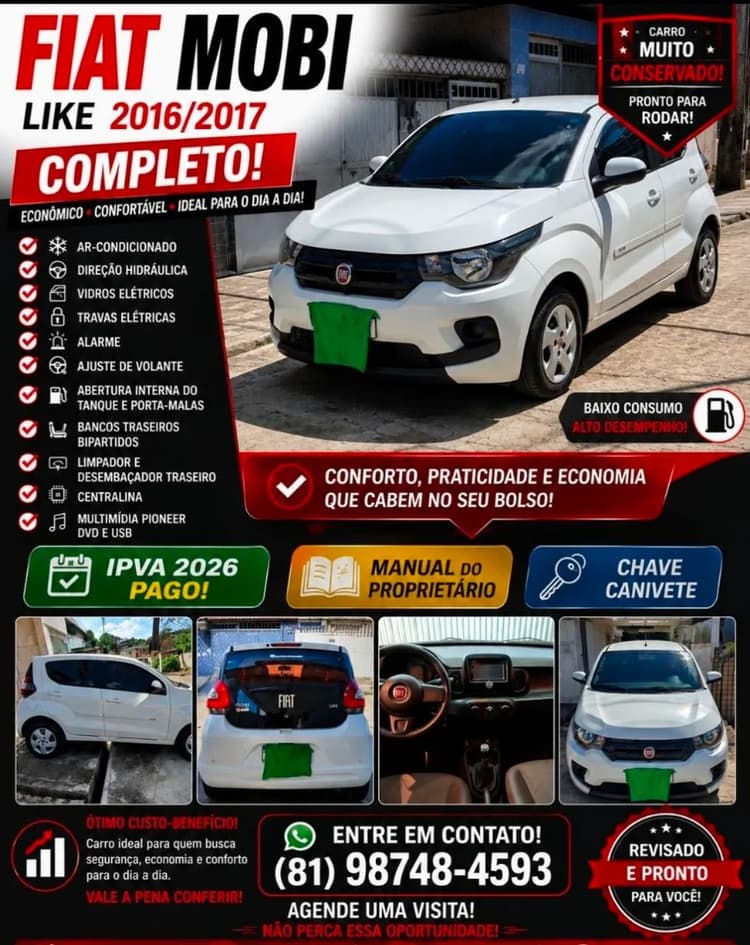 Fiat Mobi Like 1.0 Fire Flex 5P. 2017