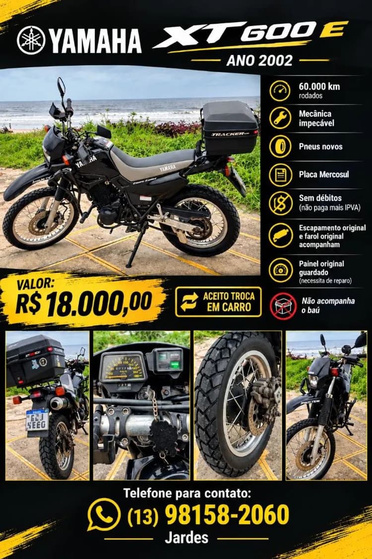 YAMAHA XT 600 E - ANO 2002