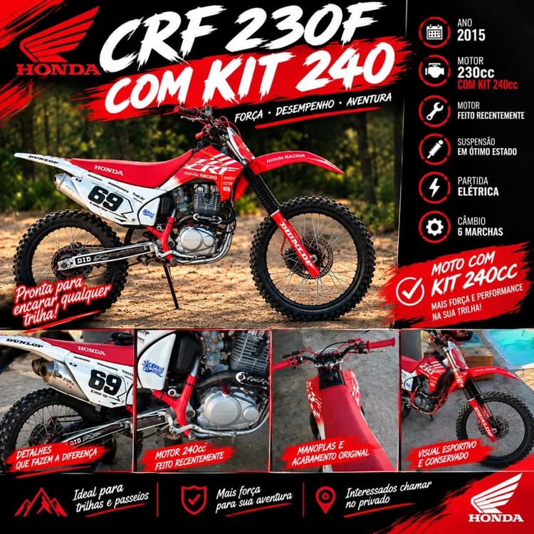 Vendo CRF 230F com kit 240cc