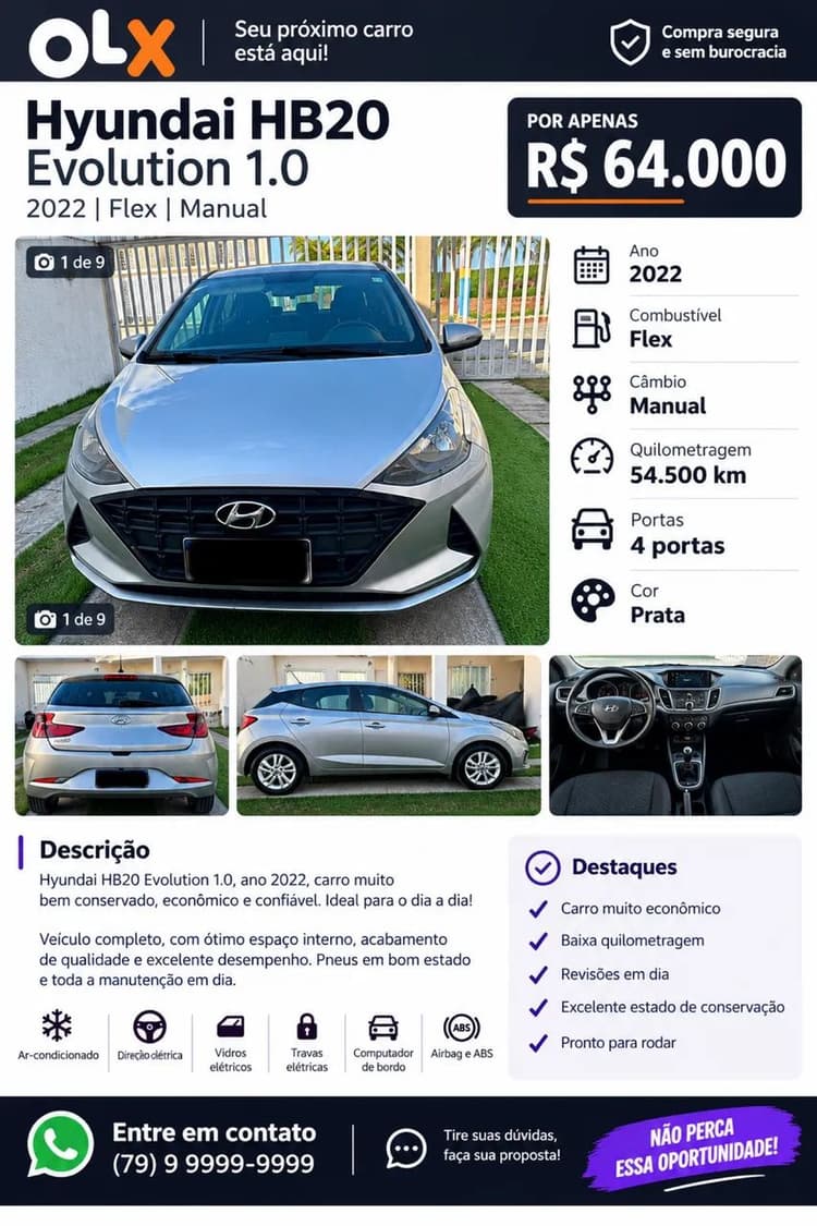 Hyundai HB20 Evolution 1.0 Flex 12V MEC 2022