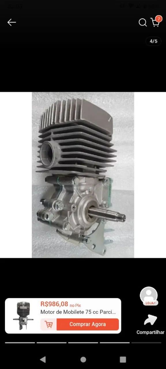 Vendo motor de Mobilete 75cc sem uso 