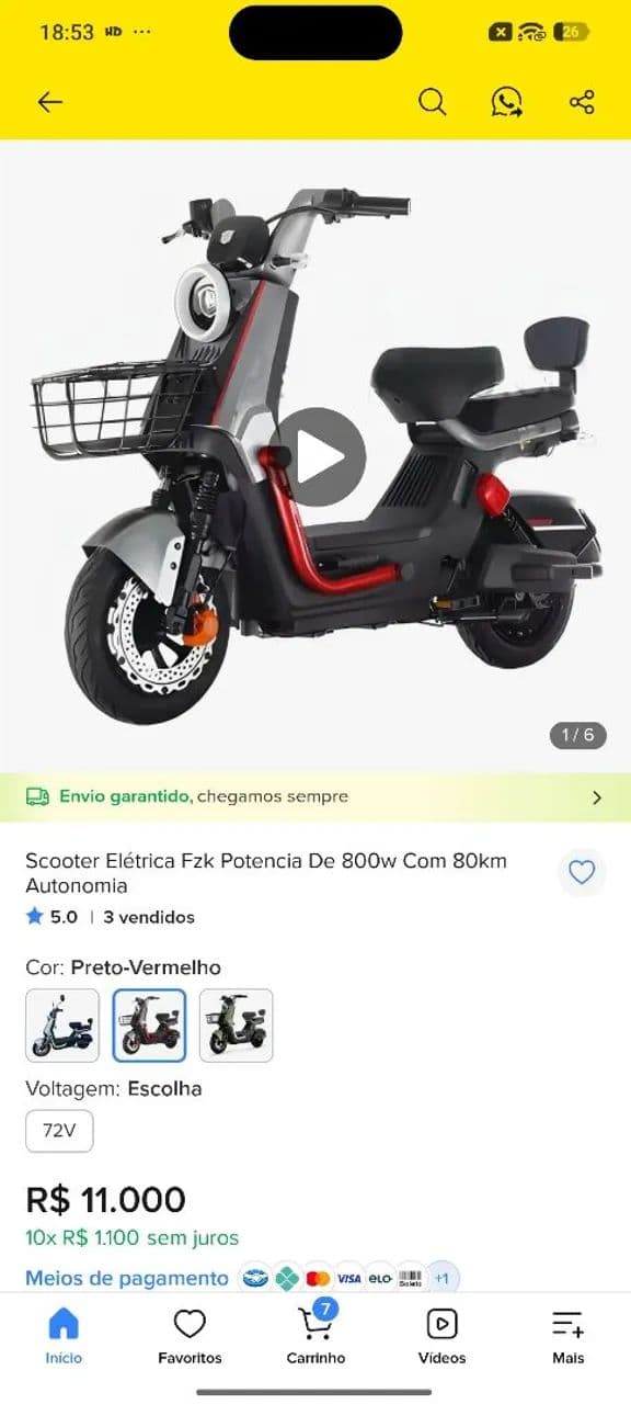 Scooter elétrica semi nova 