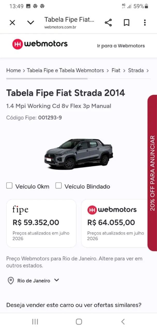 Fiat Strada Working 1.4 MPI Fire Flex 8V CD 2014
