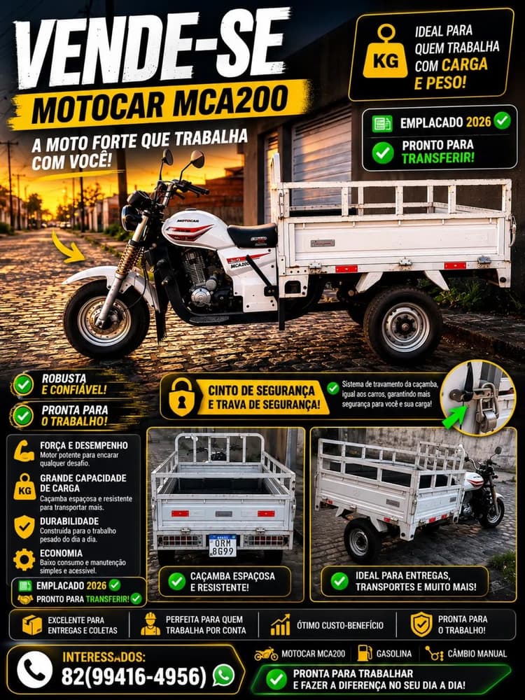 Triciclo motocar mca 200