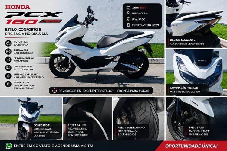 PCX 160cc ABS 2024 Única Dona Grátis Capacete 