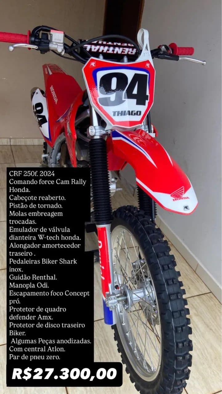CRF 250F 2024 equipada e super conservada.
