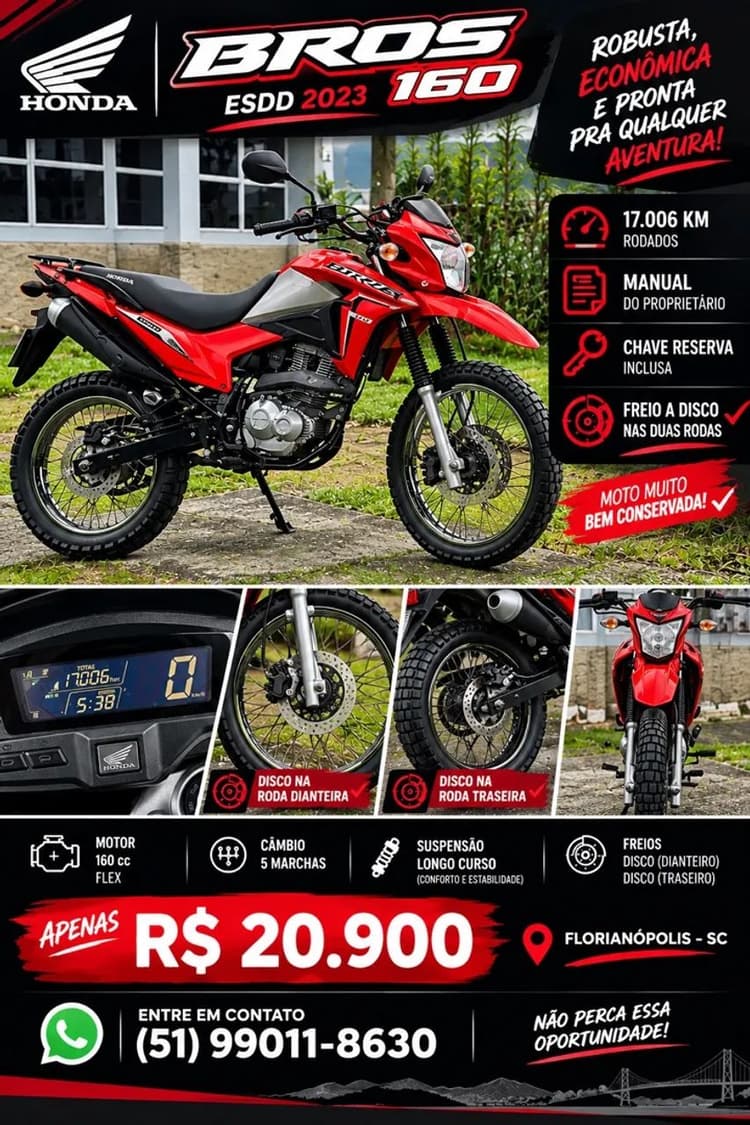 Bros vermelha impecável só 17 mil km 