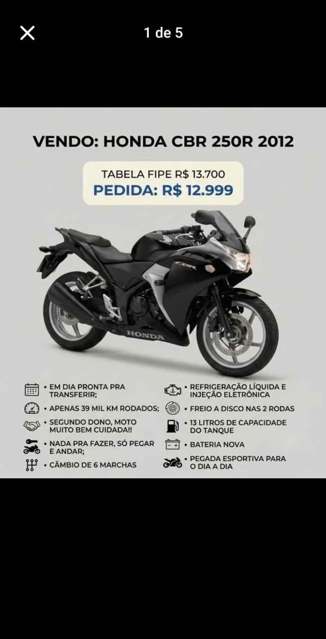 Vendo CBR 250R 2012