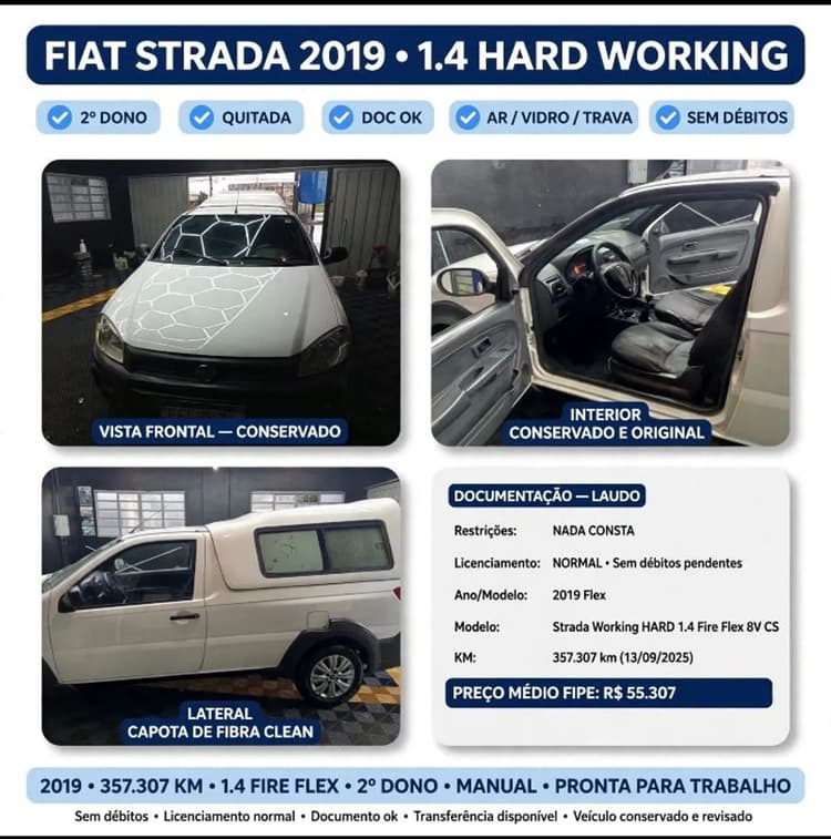 Fiat Strada Working Hard 1.4 Fire Flex 8V CS 2019