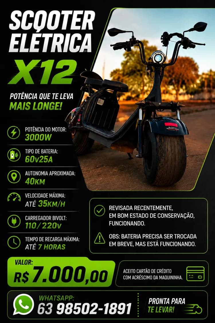 Scooter elétrica 3000w