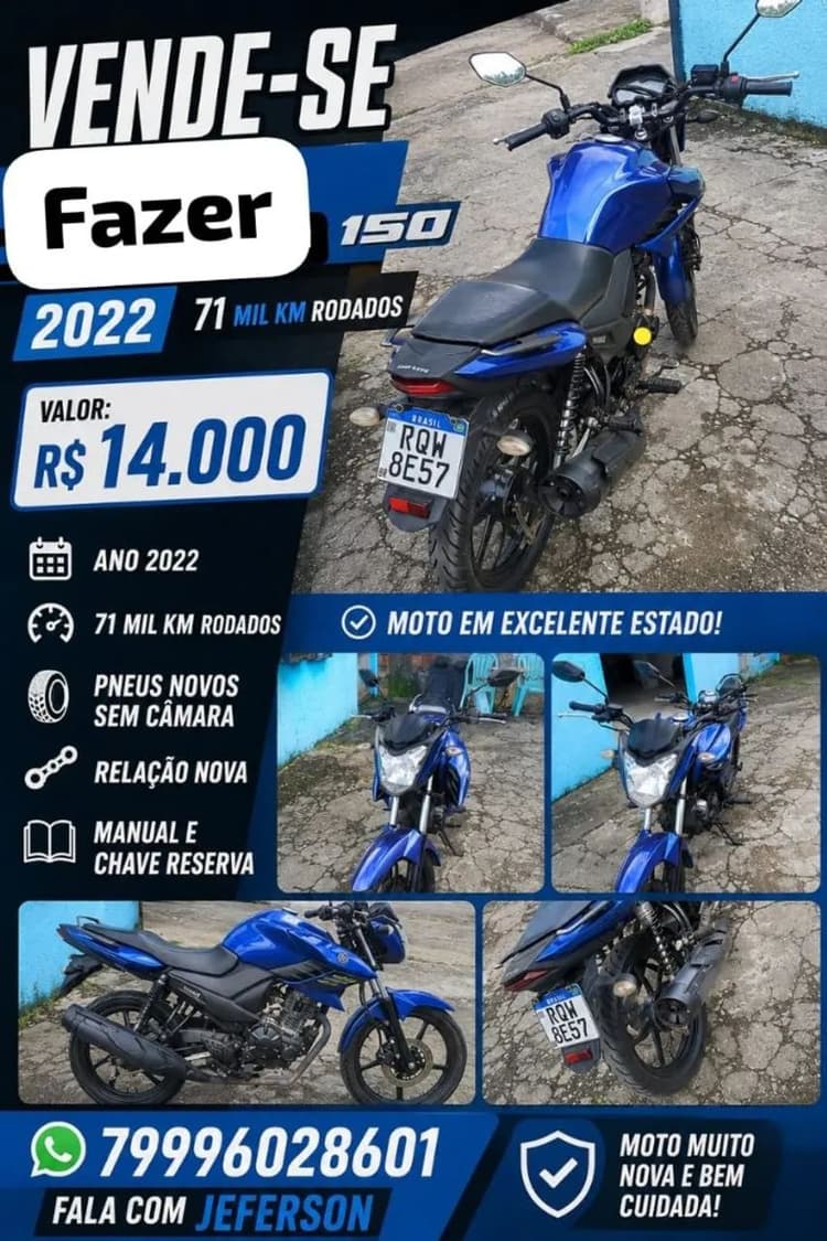 Vendo fazer 150cc ano 2022