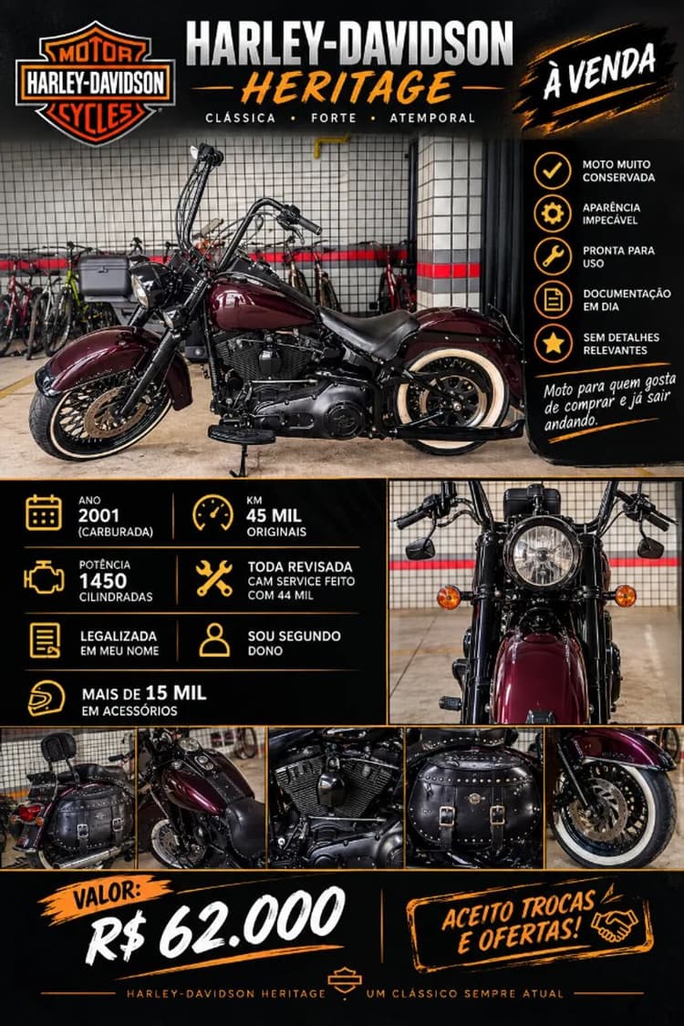 Harley Davidson Heritage Carburada 