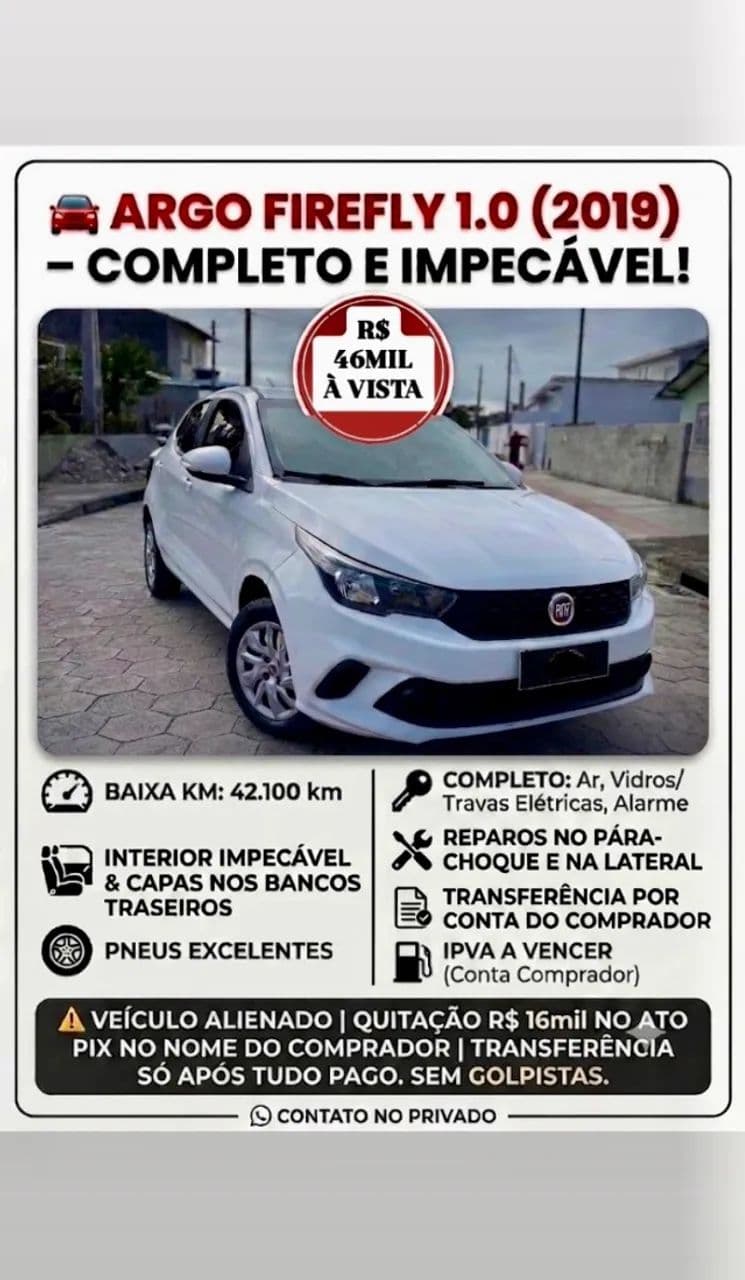 Fiat Argo 1.0 6V Flex. 2019