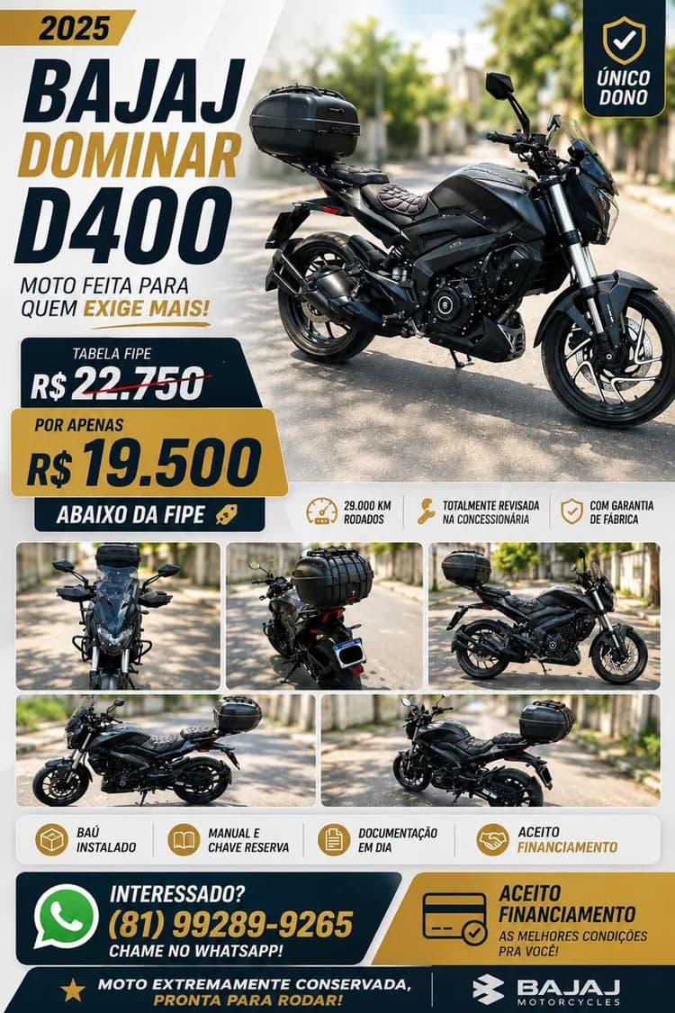 BAJAJ D400 2025  (81) 99289-9265