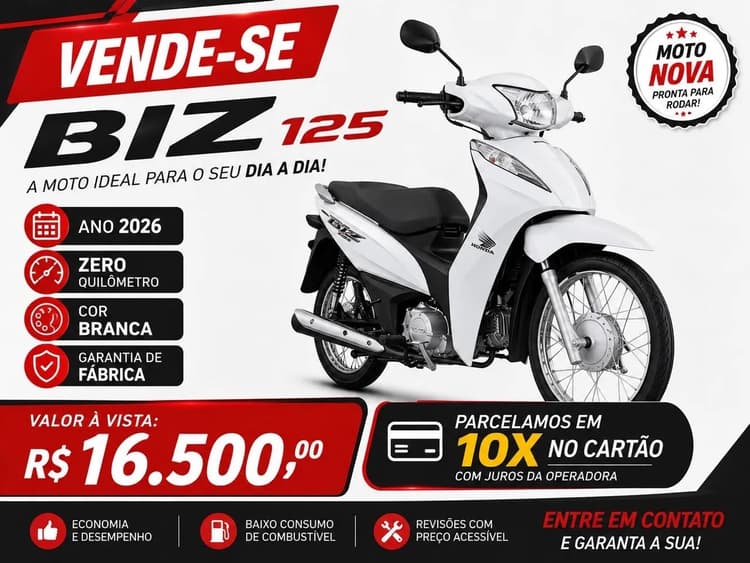 Moto nova com capacete branco 