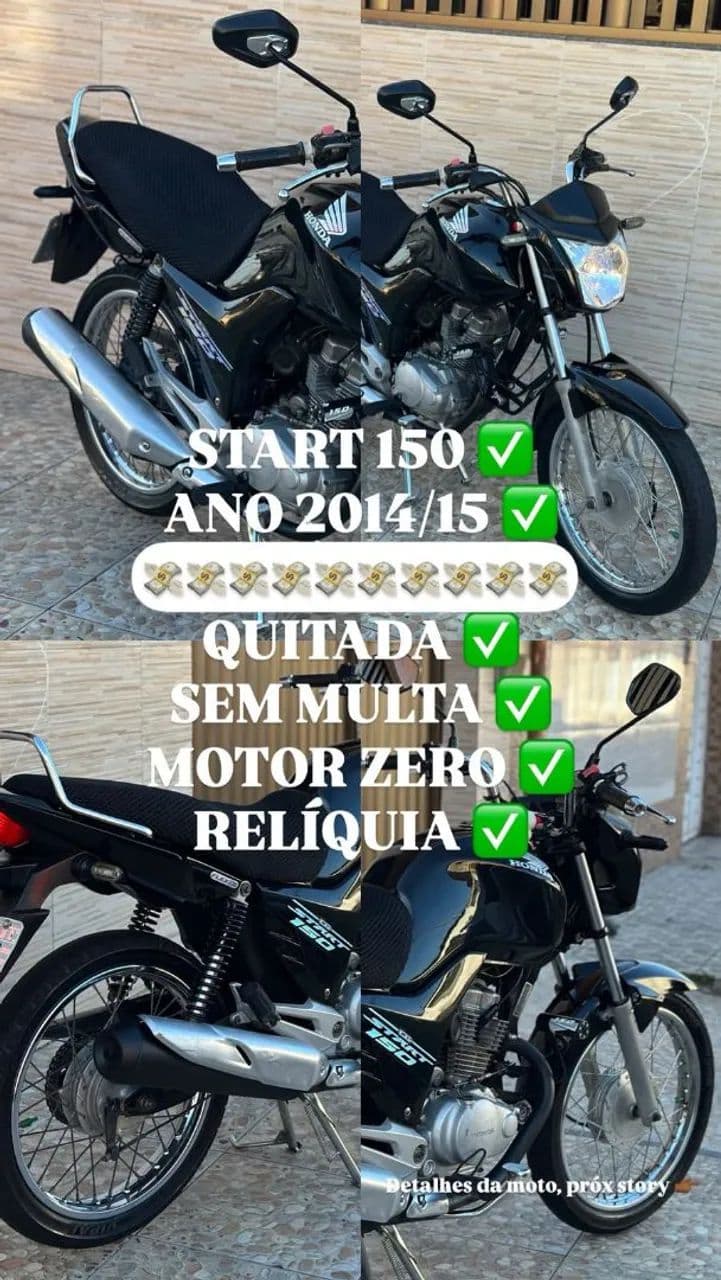 Honda CG 150 Start 2014/15 Preta - Quitada, Sem Multa, Motor Zero