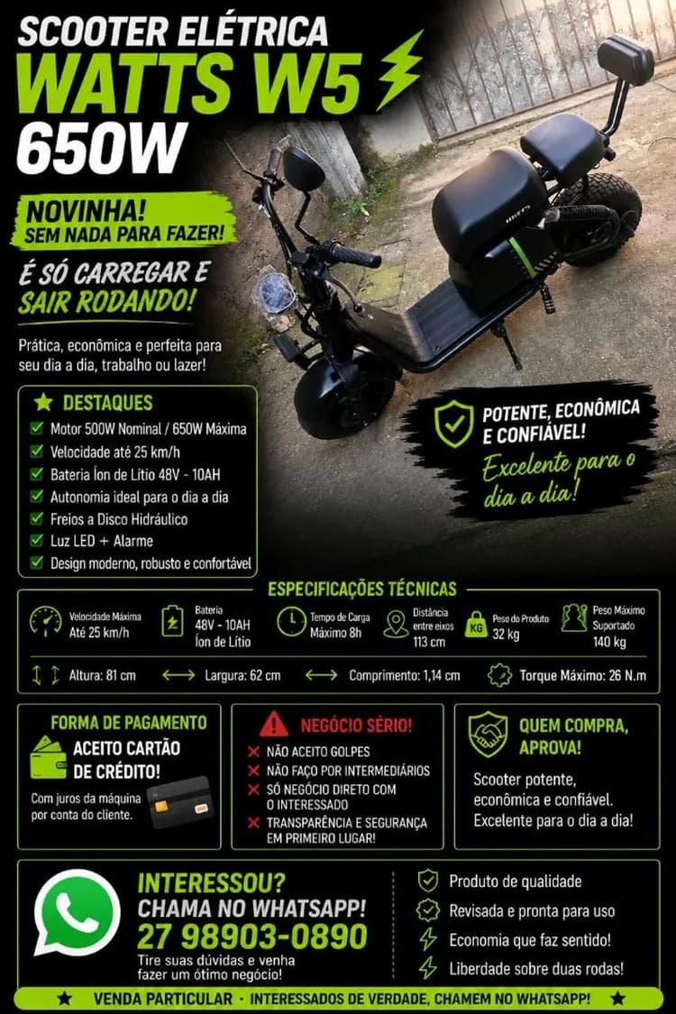 Scuter elétrica Whatts 