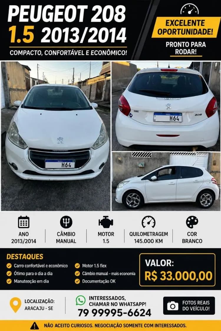 Peugeot 208 Active/active Pack 1.5 Flex 8V 5P 2014