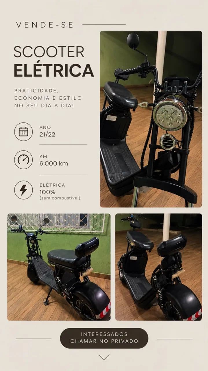 Scooter elétrica custom pro 2000w 21ah