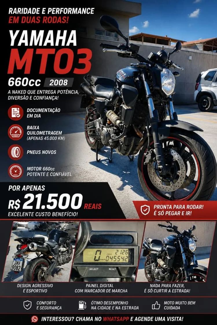 Yamaha MT03 660cc 2008